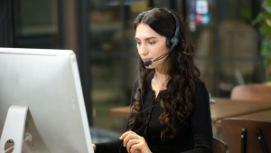 Person working with a contact center